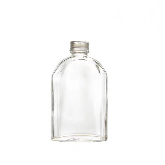 China Flat Glass Bottle with Aluminum Screw Cap 100 ML 200 ML 350 ML  Manufacturer and Supplier