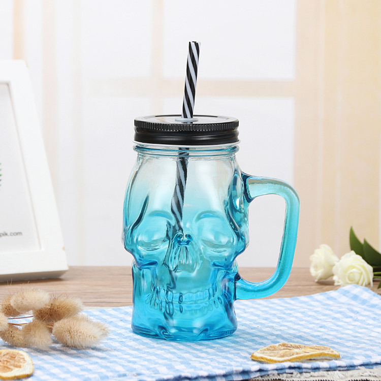 blue mason glass cup